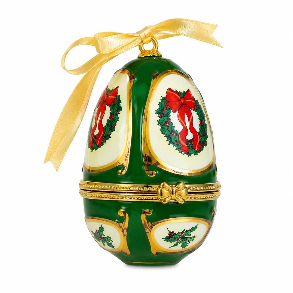 VNTG Mr Christmas Porcelain Music Egg Ornament Valerie Parr Hill Original Box